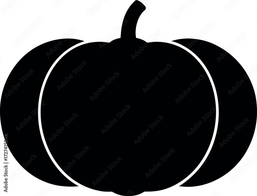 Fototapeta premium Halloween Single Pumpkin Silhouette Vector Flat Style