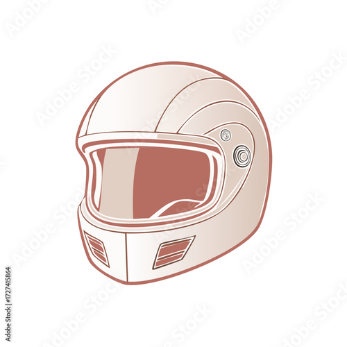 Full Face Motorcycle Helmet Illustration with Protective Visor and Ventilation