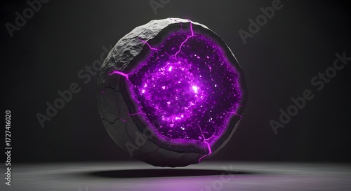 Mystical Illuminated Geode Unveils Cosmic Wonders Against a Dark Backdrop, A Visual Feast