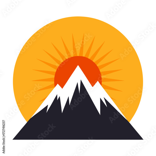 vector illustration of sun rises over a plain land 
