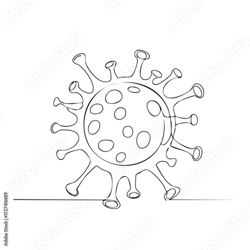 Virus cell illustration single line art.