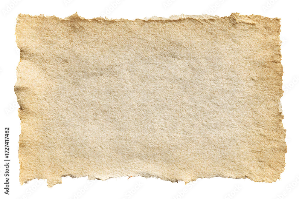 Obraz premium Old parchment rectangle, textured vintage antique document illustration. Isolated on transparent background.