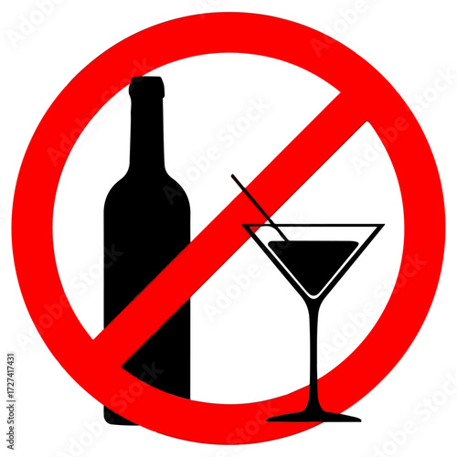 No Alcohol Allowed Prohibition Warning Sign.
