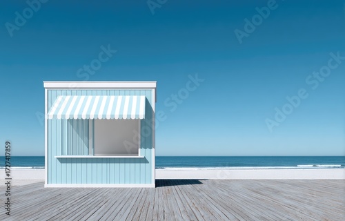 Light blue beach kiosk