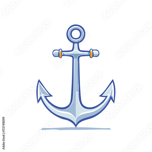 Vibrant cartoon marine anchor illustration depicting nautical stability and ocean adventure