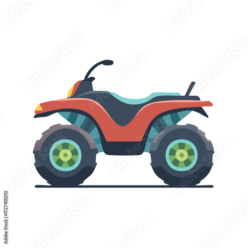 Orange All-Terrain Vehicle ATV with Large Tires and Teal Seat