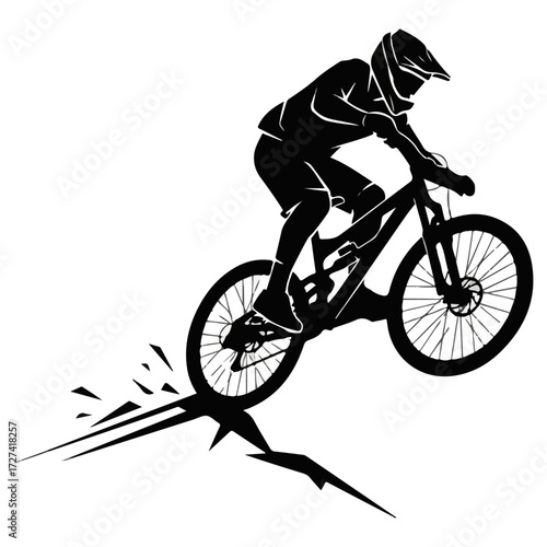Mountain Bike Rider in Action.