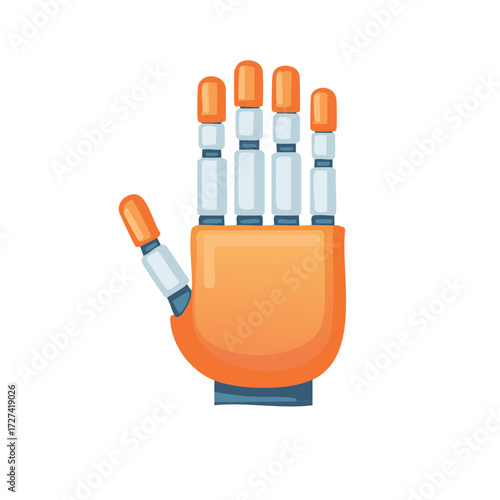 Cartoon Robotic Hand Illustration Representing AI Technology, Prosthetics, and Automation