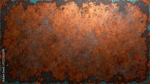 Rustic Copper Plate Texture with Distressed Edges and Patina Effects