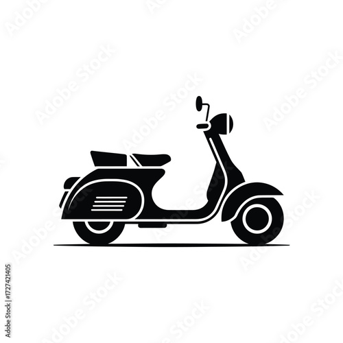 Classic black silhouette of a vintage scooter