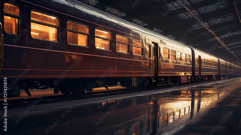 Naklejka premium A photo of a train with reflective windows