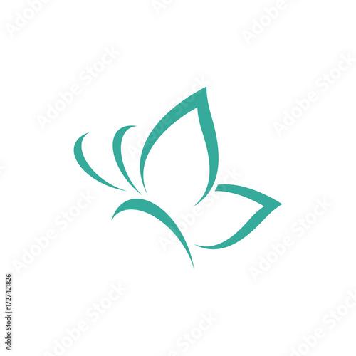 Elegant teal abstract butterfly logo design on white background