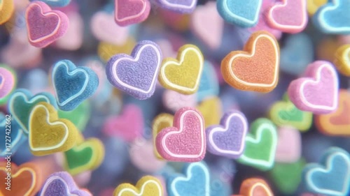 Vibrant Neon Heart Candy Animation Background for Valentine's Day Celebrations
