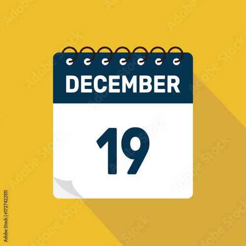december 19 calendar icon vector illustration with design