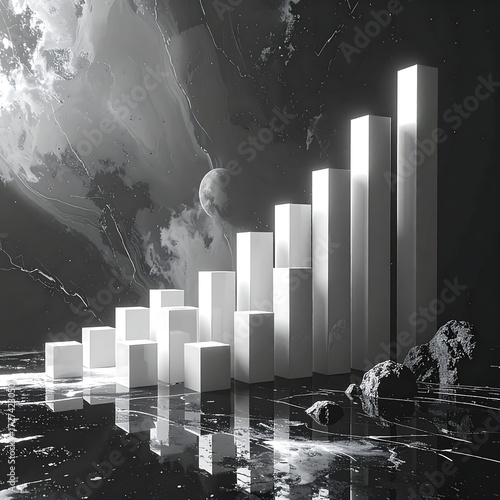 Abstract graphic of upward trend in space