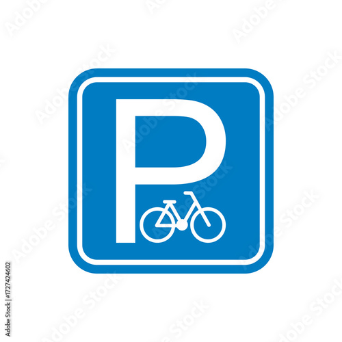 Parking bicycle area sign icon isolated on white background