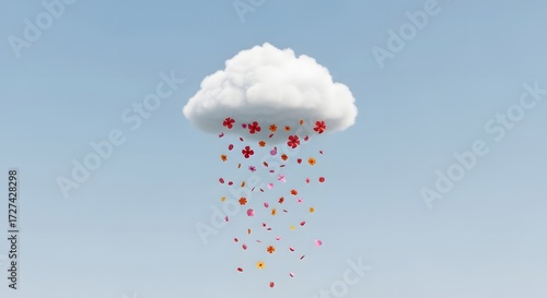 Cloud's Floral Shower A Playful Depiction of Nature's Whimsy with Blooming Petals