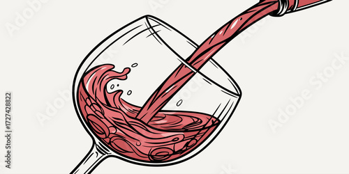 Red wine pouring into a glass