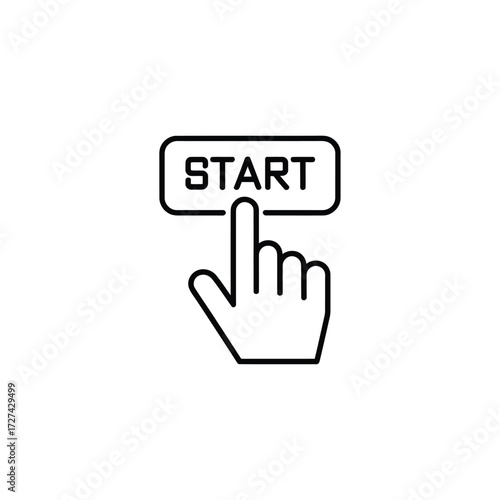 Finger pressing the start button icon