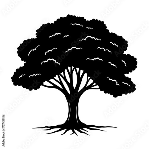 tree, silhouette, black, vector, clipart, nature, graphic, design, printable, artwork, forest, plant, foliage, icon, outline, trunk, leaves, shape, template, illustration, isolated, image, emblem, dec