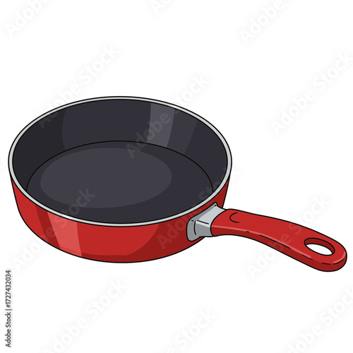 pan, frying, skillet, clipart, red, nonstick, cookware, kitchen, utensil, cooking, illustration, graphic, vector, handle, tool, hot, food, stovetop, cartoon, metal, round, meal, dish, design, breakfas