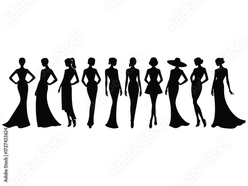 Vector collection of women in alluring poses, fashionable gestures, perfect for design and branding