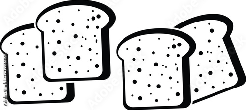 Four slices of whole wheat bread arranged in a group silhouette