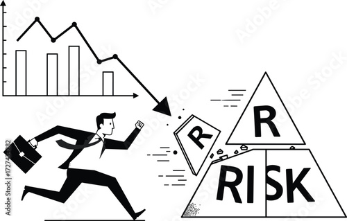 Risk management, business risk, financial danger, economic downturn, market decline, investment threat, corporate hazard, crisis response