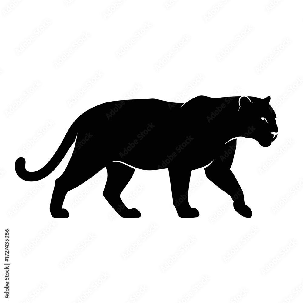Obraz premium panther, silhouette, clipart, vector, graphic, wild, animal, predator, black, feline, cat, jungle, nature, stealth, walk, sleek, powerful, beast, wildlife, illustration, shadow, hunter, carnivore, mam