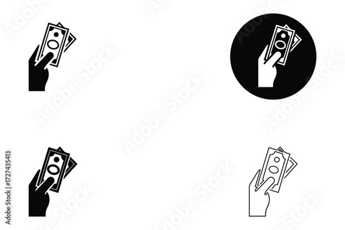save money icon, dollar coin icon with hand, cash back savings icon vector art illustration eps10