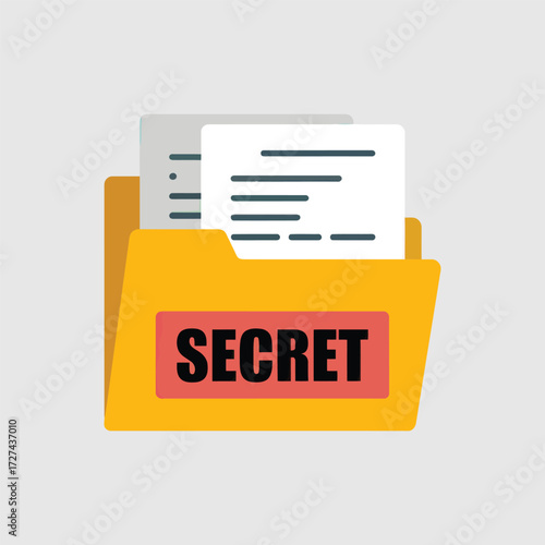 Secret File Folder with Classified Documents Flat Icon