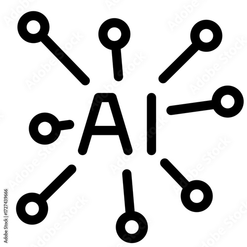 AI network hub icon — central AI node with connecting nodes, neural network symbol
