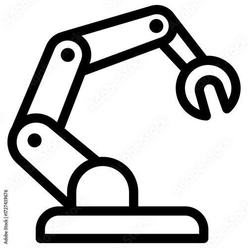 Robotic arm icon — industrial robot arm for automation and manufacturing vector
