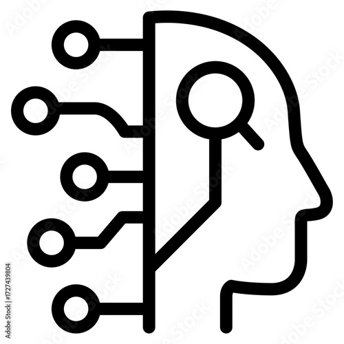 Cognitive profile icon — human head with node connections, neural pathways and AI concept
