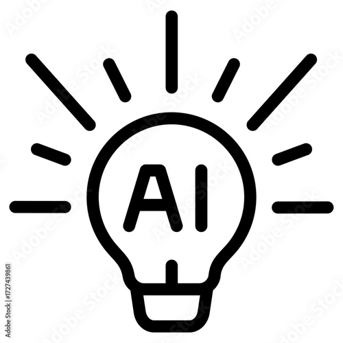AI idea lightbulb icon — lightbulb with "AI" inside, innovation and smart ideas symbol
