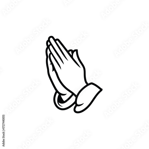 Simple line art of praying hands in black and white