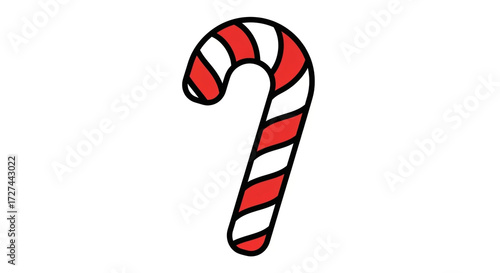 Christmas candy cane vector illustration holiday sweet treat peppermint stick red and white striped design