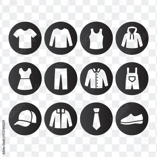Daily Clothing Apparel Accessories Silhouette Icons Set