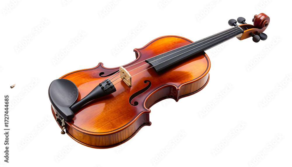 Fototapeta premium Beautiful violin instrument isolated on white background studio shot.
