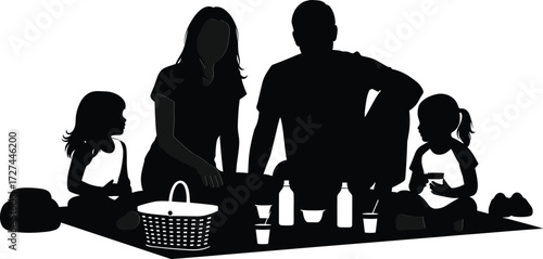 
Happy Family Picnic Silhouette