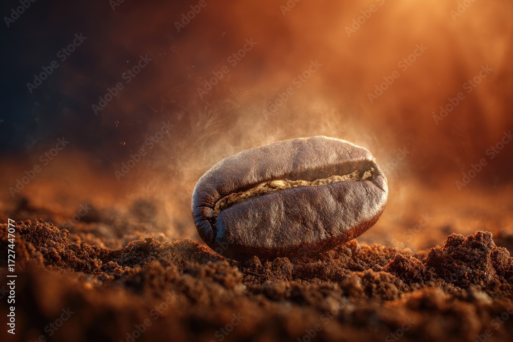 Fototapeta premium Roasted coffee bean on ground