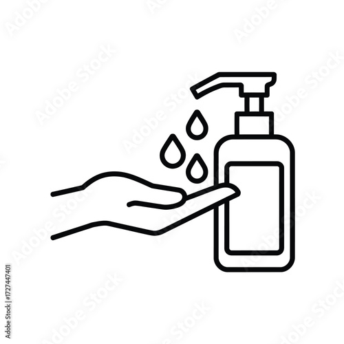 Hand sanitizer dispenser pouring liquid onto open palm