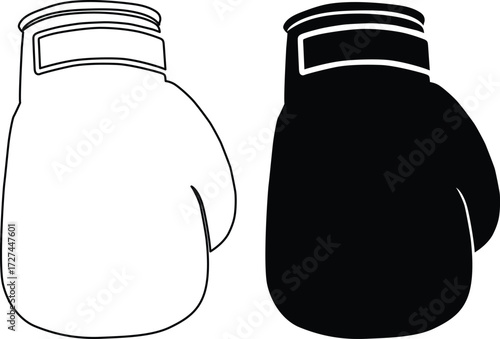 Pair of boxing gloves one white outline and one black silhouette