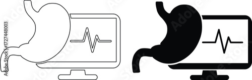 Digital health monitoring of human stomach organ with medical data silhouette