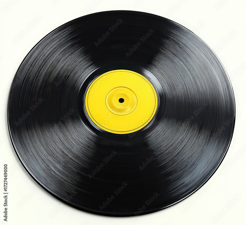 Obraz premium Black Vinyl Record With Yellow Label