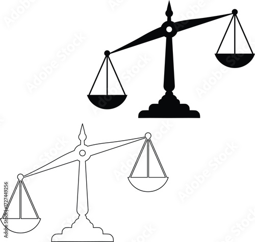 Black silhouette of a justice scale with one side heavier than the other silhouette