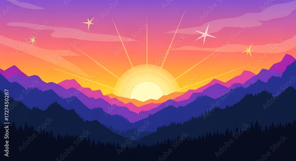 Obraz premium Sunrise Mountain Landscape.