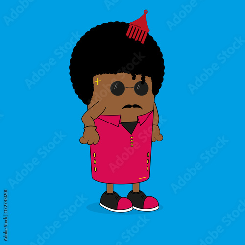 Retro Funk Character with Afro and Sunglasses
