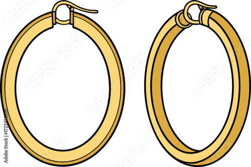 Elegant Hoop Earrings Illustration. Classic Hoop Earrings Design. Shiny Hoop Earrings Artwork. Fashion Hoop Earrings Illustration. Modern Hoop Earrings Design. Stylish Gold Hoop Earrings Illustration