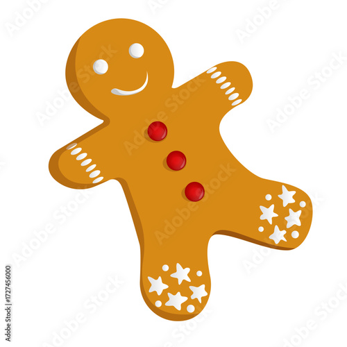Gingerbread Man, Christmas Cookie, Holiday Dessert Illustration